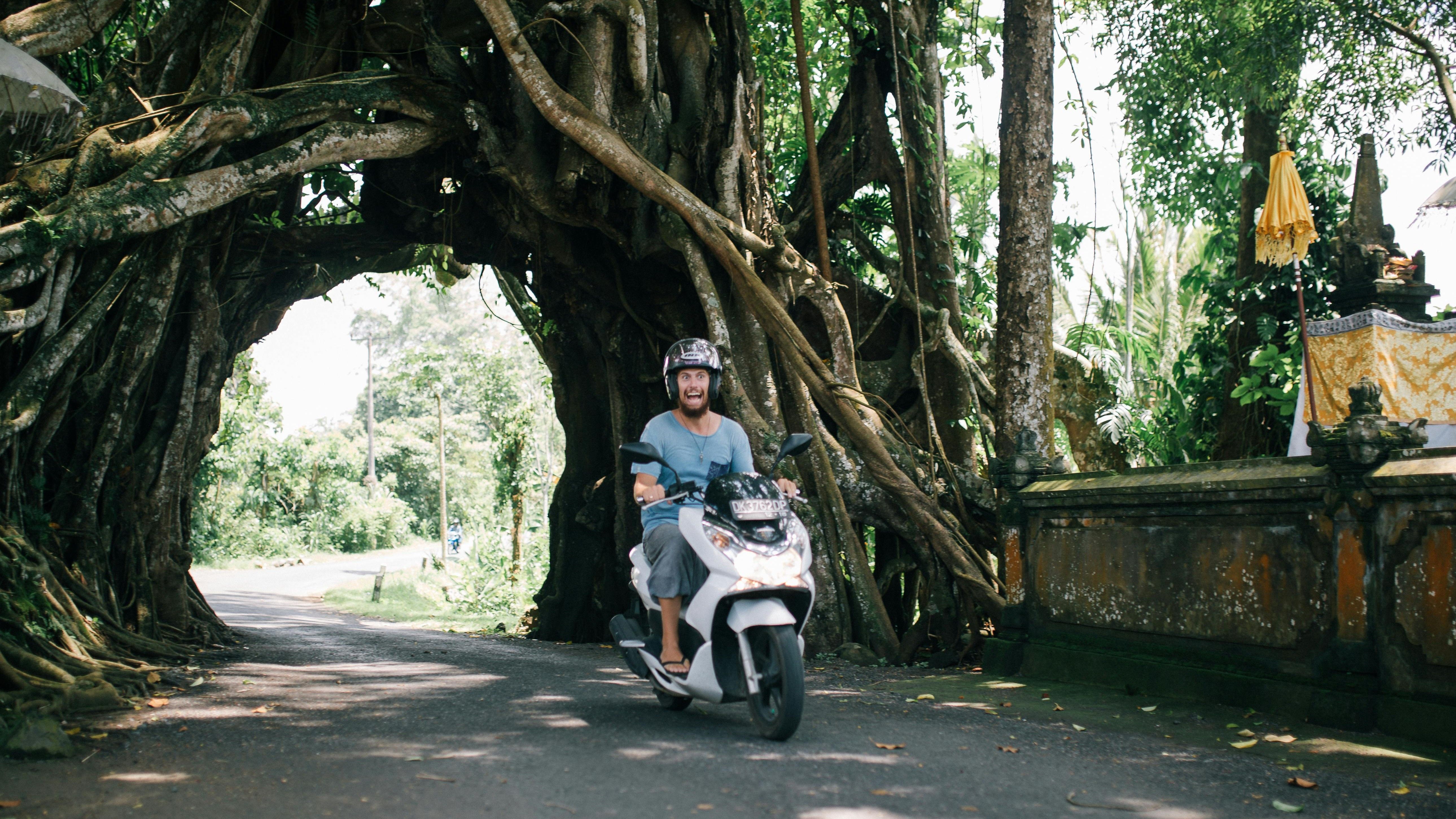 Riding scooter in Hanoi